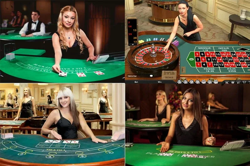 Suasana meja roulette dan dealer dalam ruang kasino live